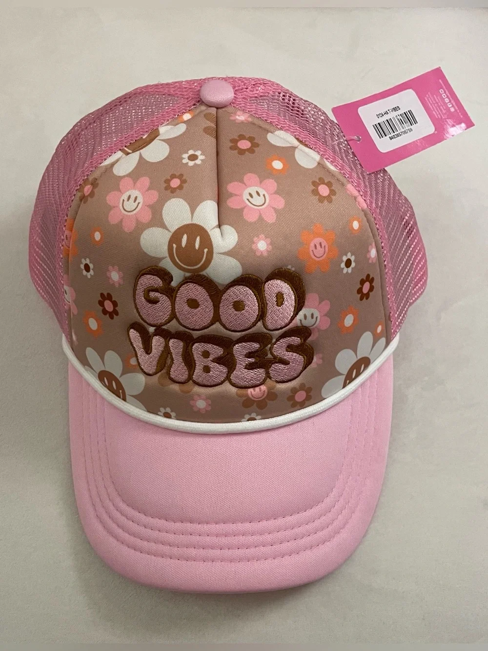 Simply Southern NWT Pink 'Good Vibes' Floral Trucker Hat